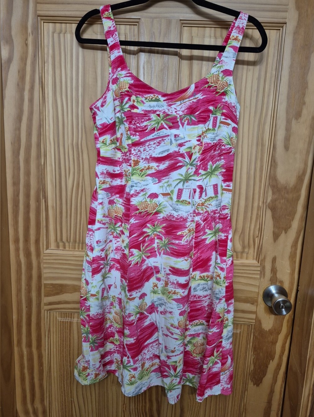 CAbi Pink Tropical Print Midi Sundress